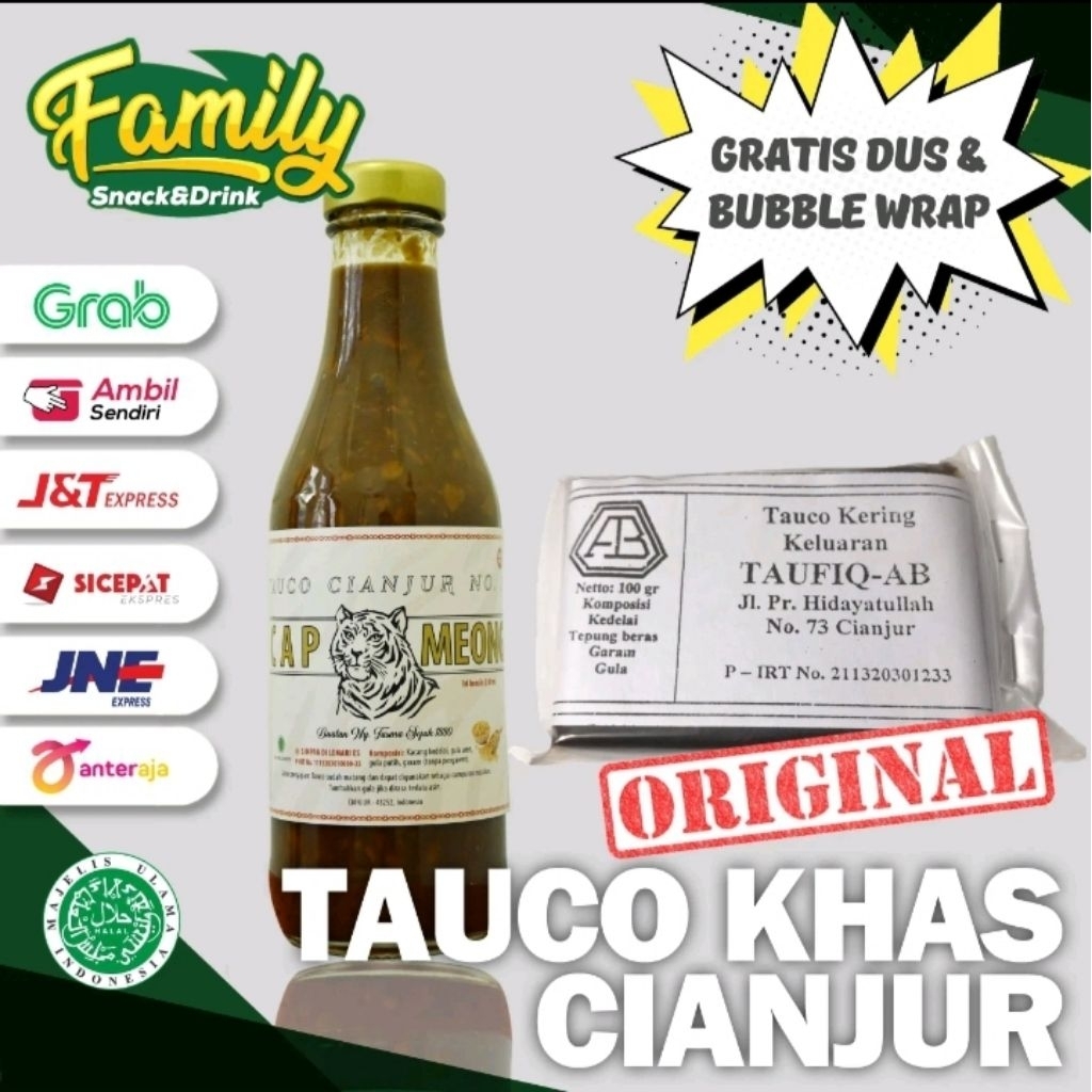 

Paket Tauco Basah Tauco Kering Cianjur Cap Meong Ny Tasma & Tauco AB Tauco Cianjur