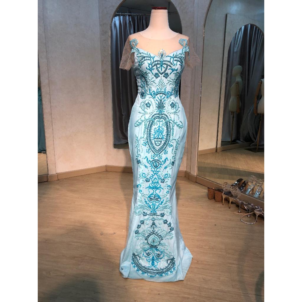 Gown/Gaun Pesta Party Elegan Mewah/Dress Wanita Warna Biru/Light Blue/Pressweet17/Prewedding/Gaun Pe