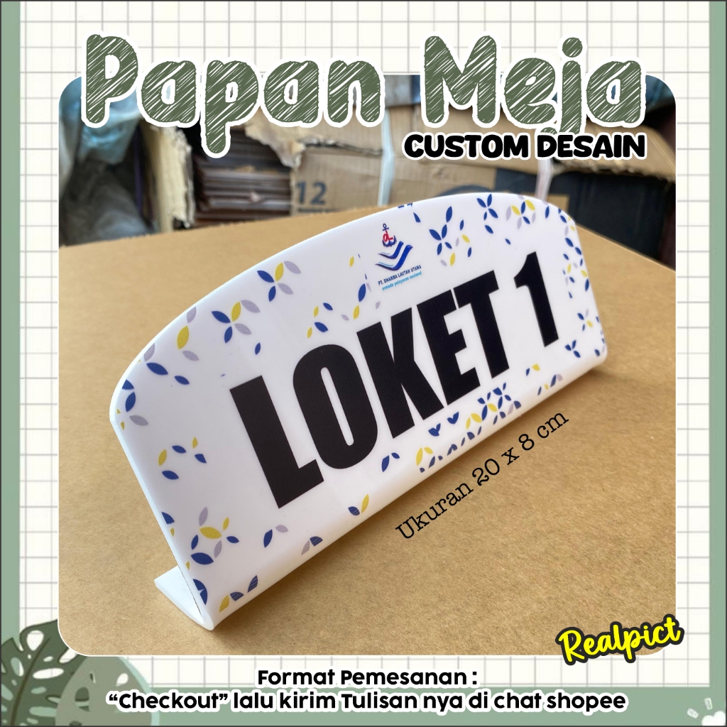 

Papan Meja Akrilik Custom Putih Susu (Bisa Request Tulisan) Ukuran 20 x 8 cm Print UV