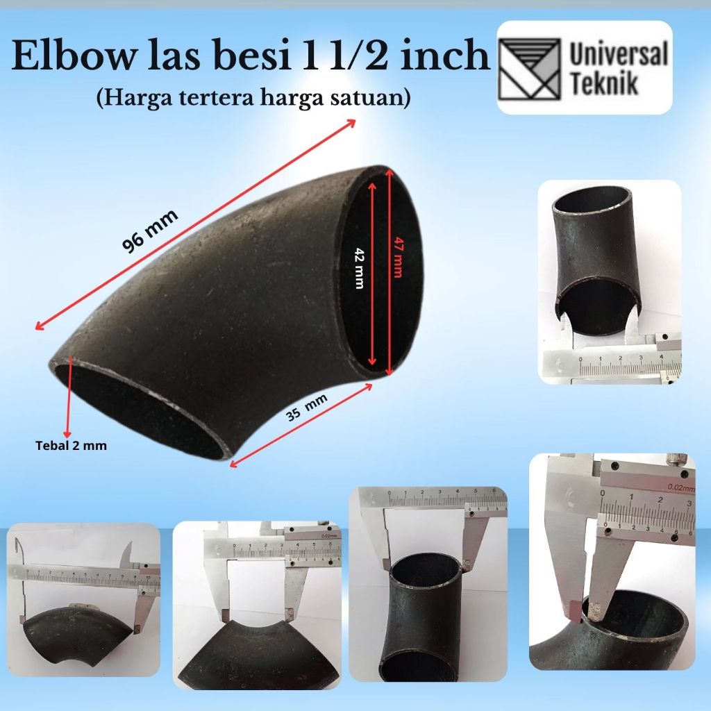 Elbow Las Besi 1,5  inch  Pipa Las / Elbo Lbow Keni Knee Pipa Las Knee Penyambung Pipa Besi 1 1/2  i