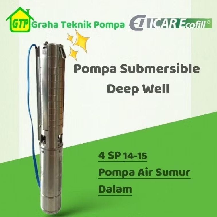 Pompa air Submersible Deep well Icar Ecofill 4 SP 14-15 pompa satelit