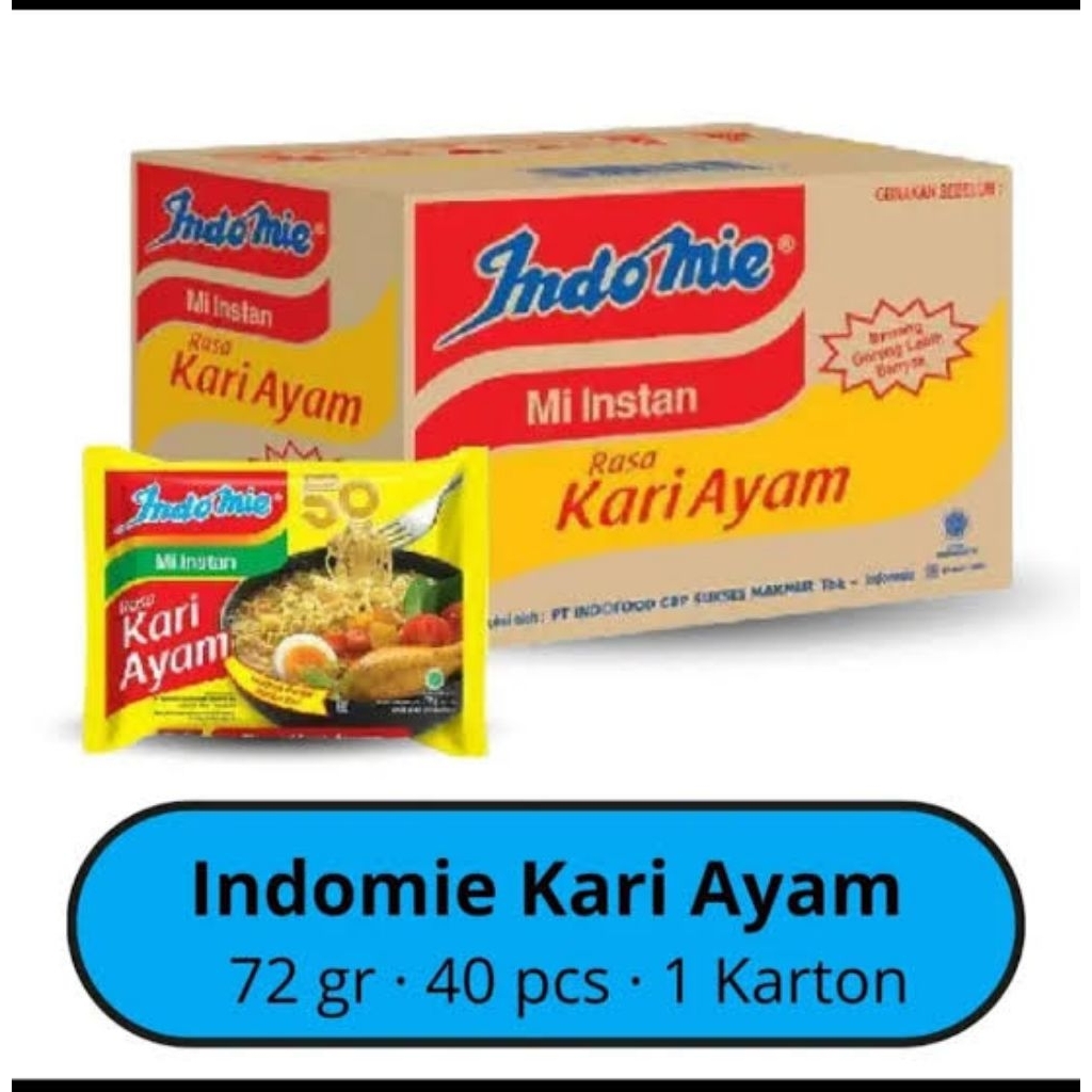 

Indomie Kari ayam 1 Dus isi 40 pcs kuah