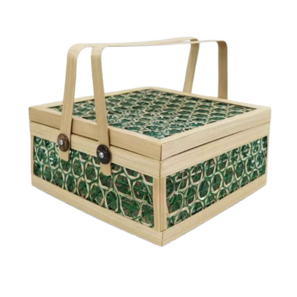 Rantang Bambu Hampers Truntum Hijau | Box Hampers Rantang Bambu