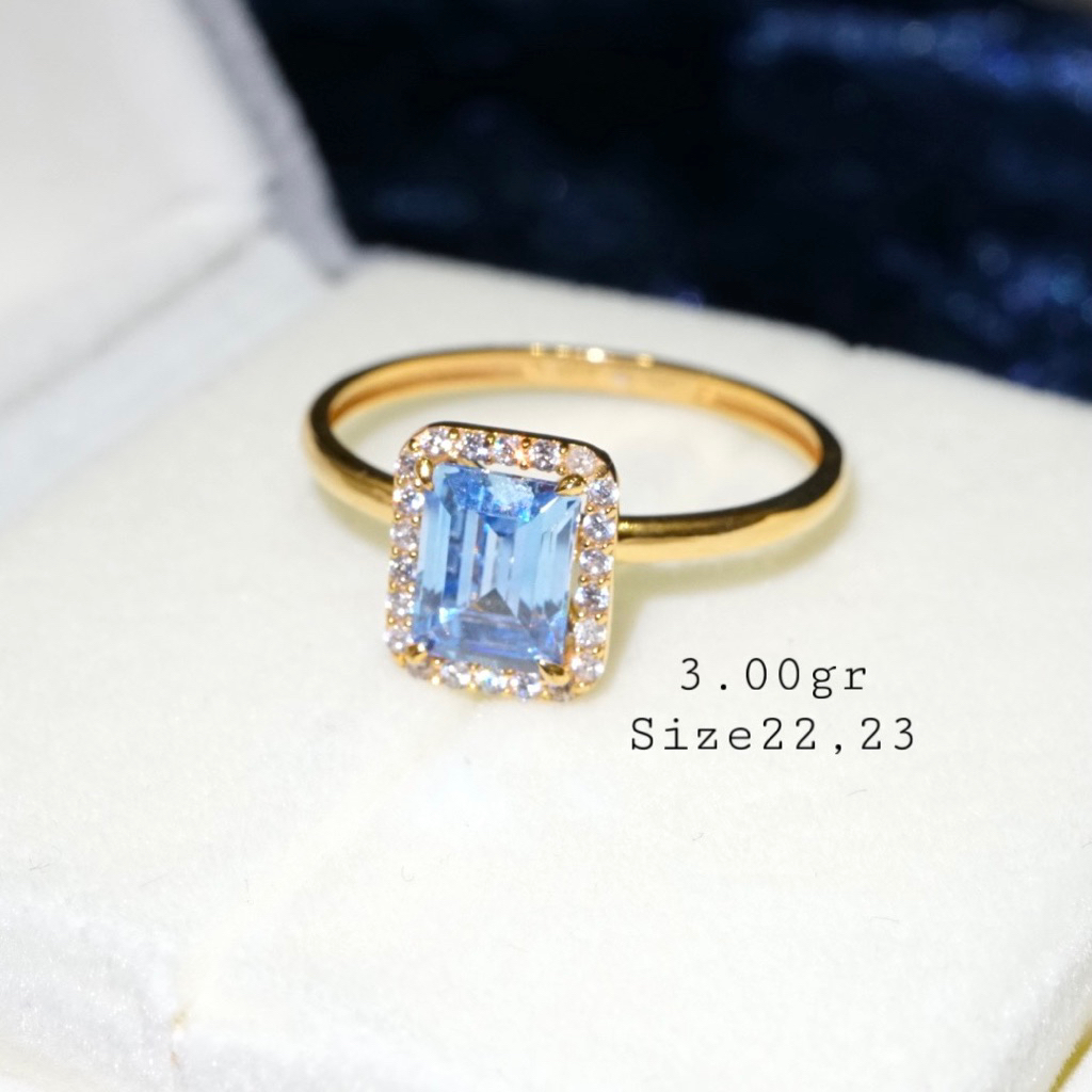 Cincin Emas Mata Biru Sapphire Cincin Emas Limited‼️ Cincin Princess Emas Kadar 700