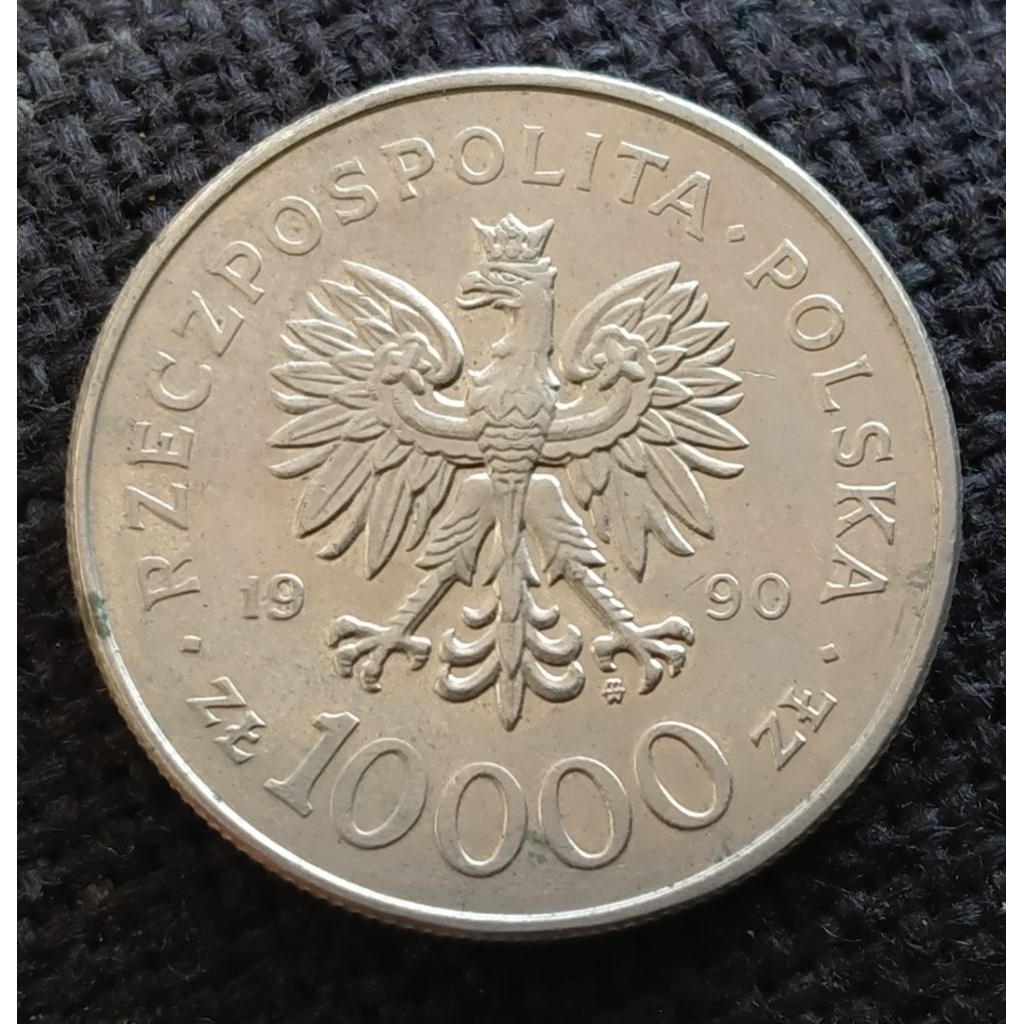 Koin Kuno Polandia 10000 Zloty 1990 Solidarity Commemorative
