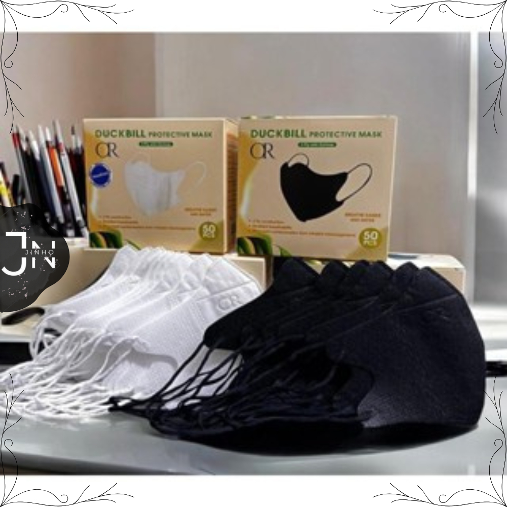 JINHO MASKER DUCKBILL HIJAB OR ORLEE 50 PCS 3PLY HITAM PUTIH 9217
