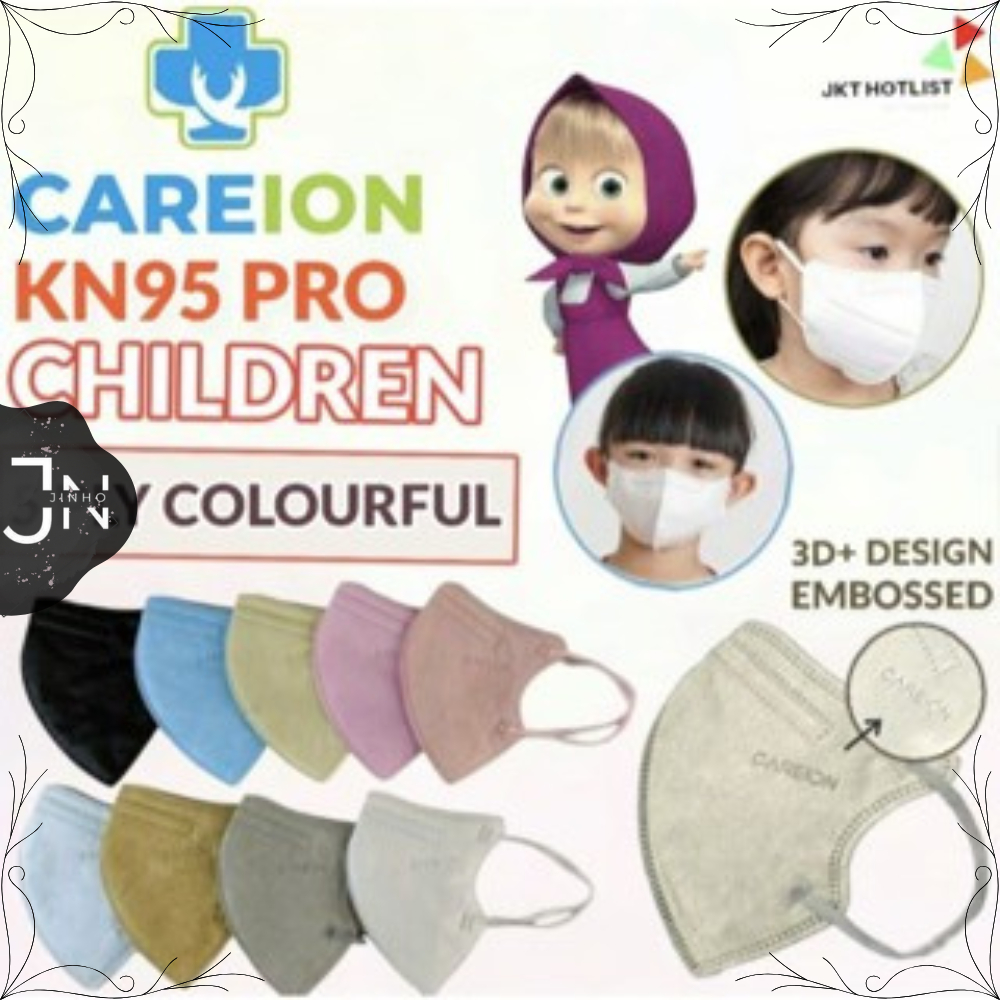 JINHO MASKER KN95 ANAK 5PLY PUTIH HITAM WARNA WARNI / MASKER KN 95 ANAK 5 PLY HITAM PUTIH MIX WARNA 