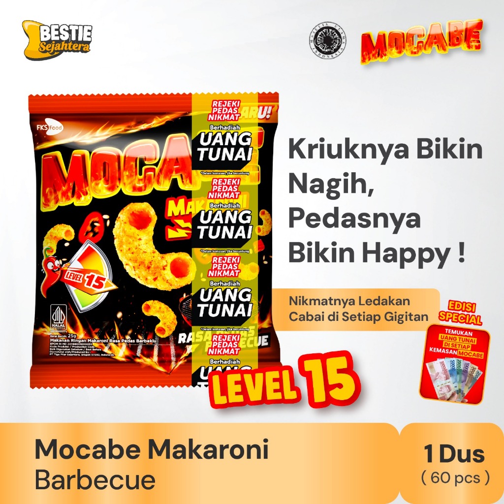 

Mocabe - Barbecue - Small Pack - 1 Karton (6 renceng) - 60 Pcs - 24gr (uang tunai dalam kemasan)