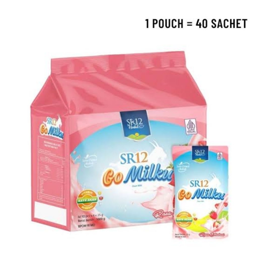 

Susu Kambing SR12 GO Milku Strawberry 25gr x 40 Sachet | Paket Hemat | Halal & BPOM