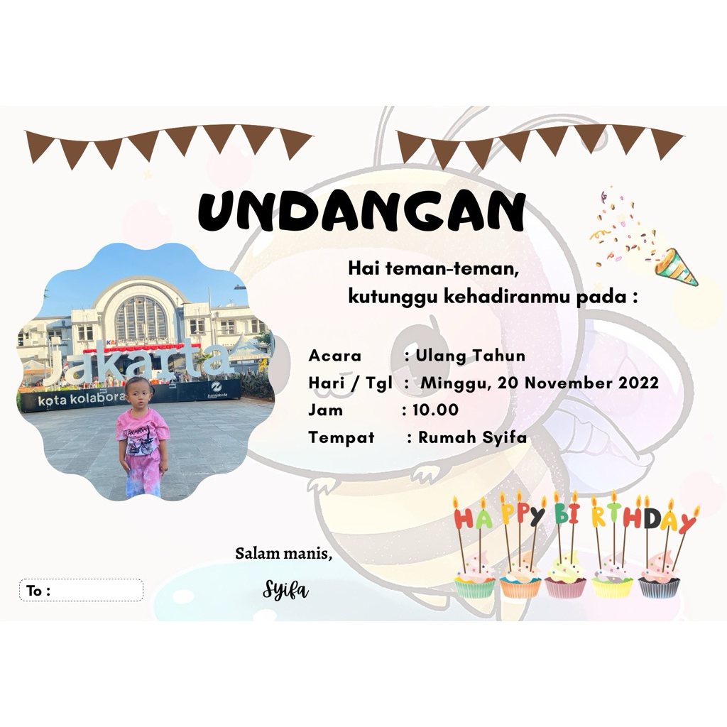 

kartu undangan mini ulang tahun anak isi ( 25 pcs )