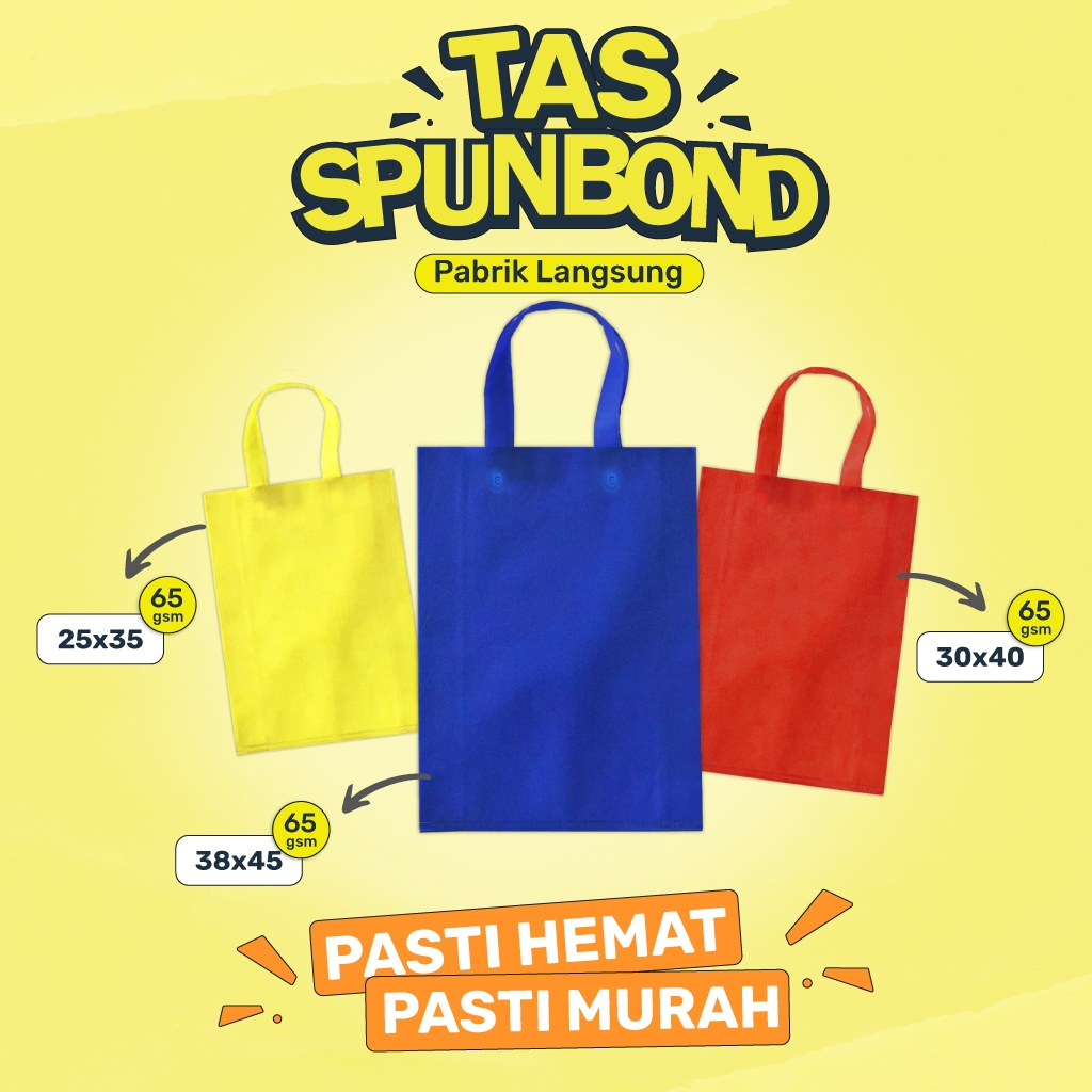 

Tas Spunbond Tas Kain Goodie Bag 25x35 (ISI 12 PCS-HLS25)