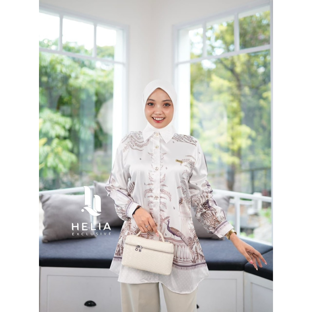 Tunik helia premium bahan silk sutra