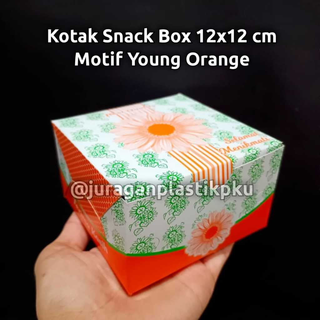 

Kotak Snack Box / Kue 12x12 cm Motif Young Orange | Dus Kertas Cemilan Dessert Jajanan Pasar 12 x 12 Bunga Oren