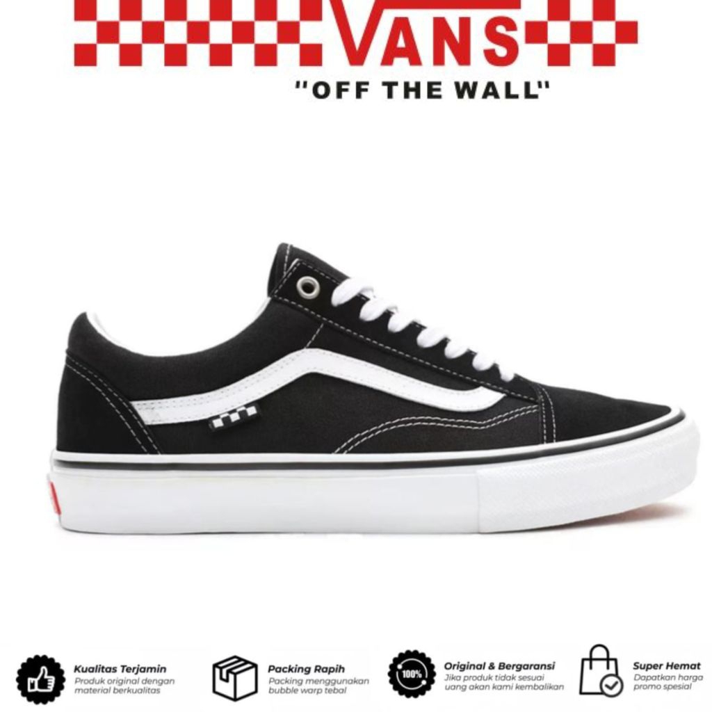 Sepatu Vans Old Skool Skate Pro Black White