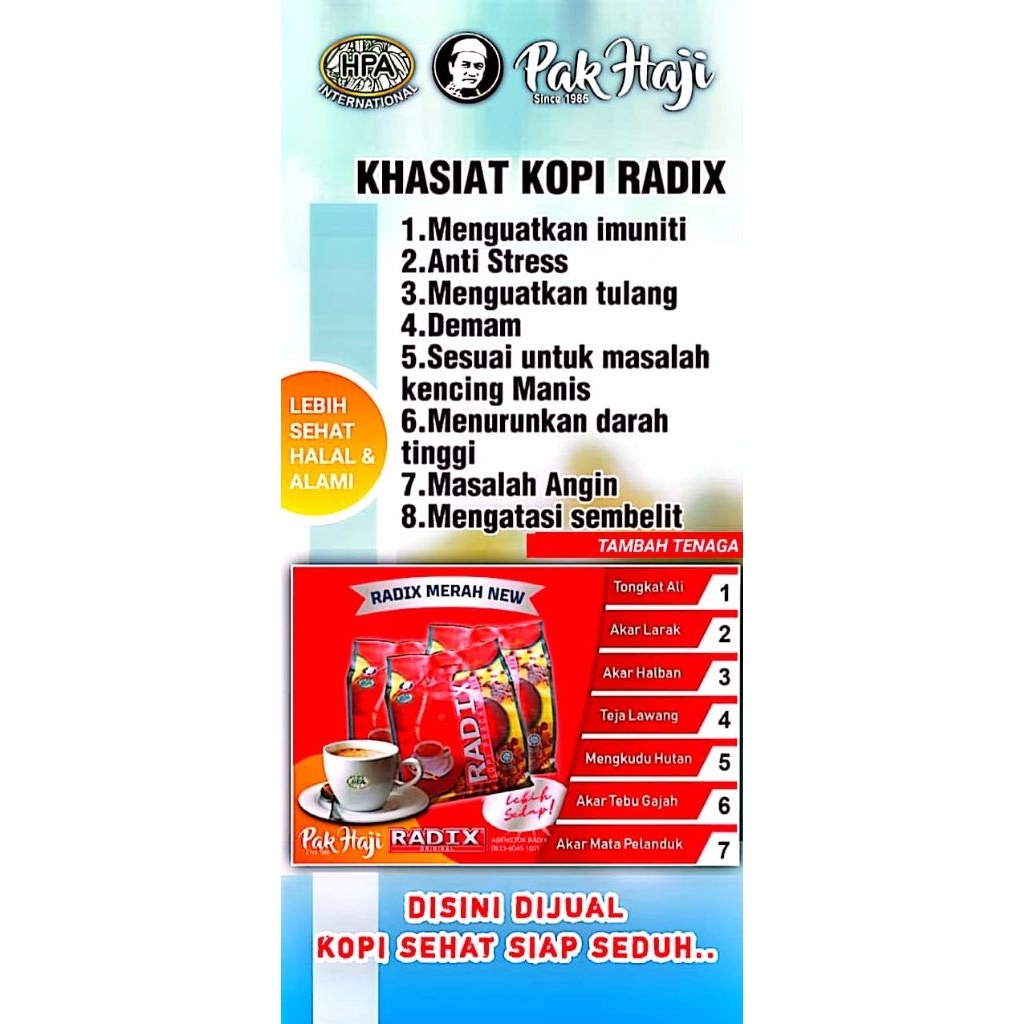 

Kopi Radix Jumbo Malaysia New HPA Original Satu Sachet