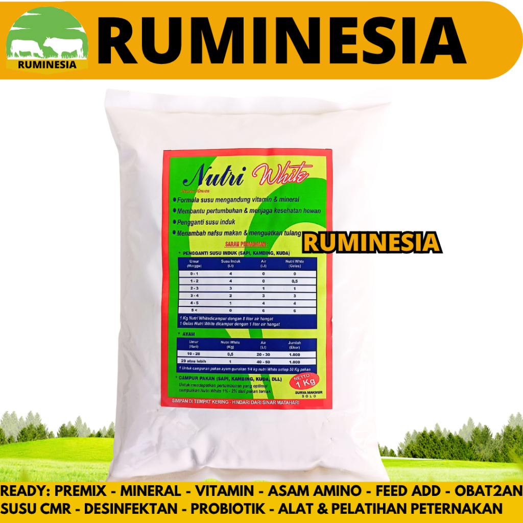 NUTRI WHITE 1KG Susu Hewan Ternak Sapi kambing Domba Pedet Cempe