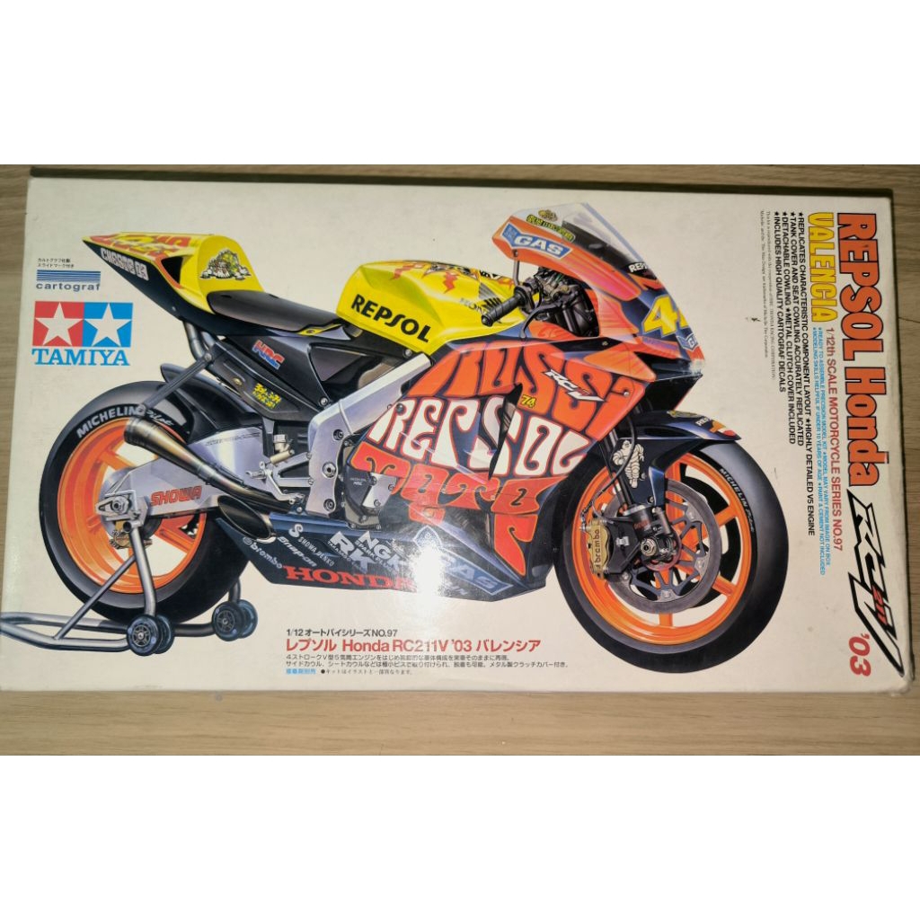 MOKIT DIECAST MOTOGP TAMIYA 1/12 ROSSI RC211V VALENCIA 2003