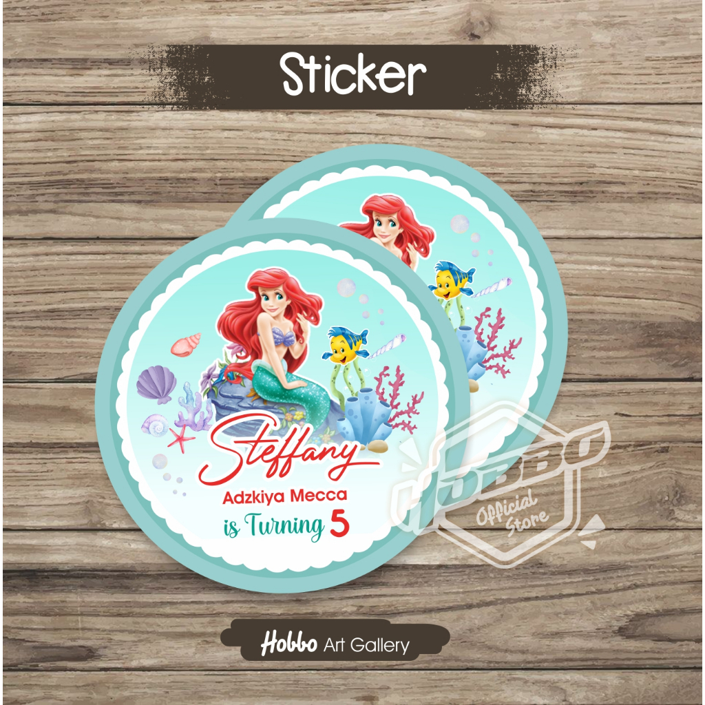 

6 cm - Stiker Ultah Anak Custom Mermaid - StikerTumpeng Karakter Murah Stiker