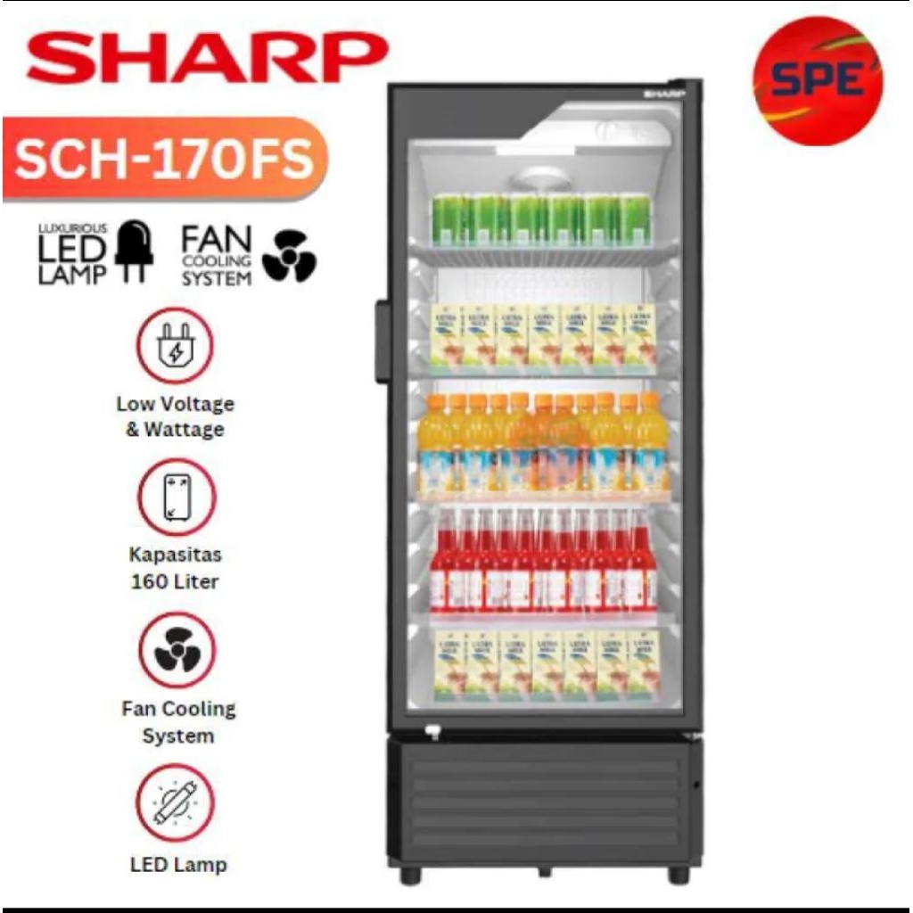 5SHOWCASE SHARP 3 RAK SCH-170FS / SCH170FS GARANSI RESMI