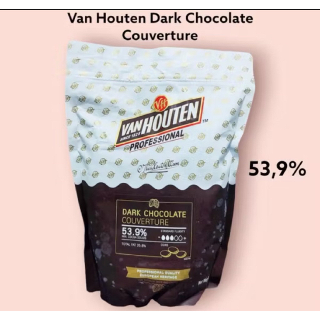 

Van Houten Dark Chocolate Couverture 53,9% 250 Gram Cokelat Coin
