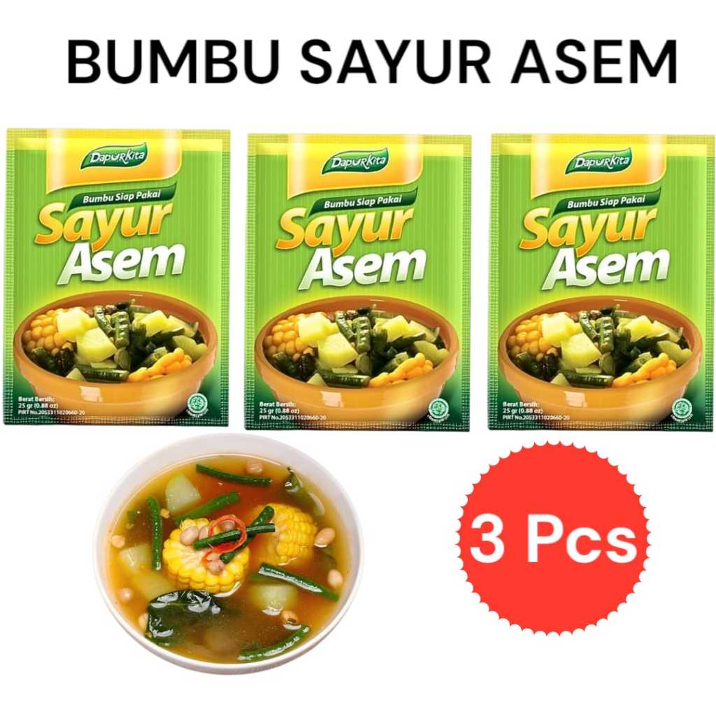 

3 Pcs Bumbu Sayur Asem Dapurkita instan Siap Pakai kemasan 25gram