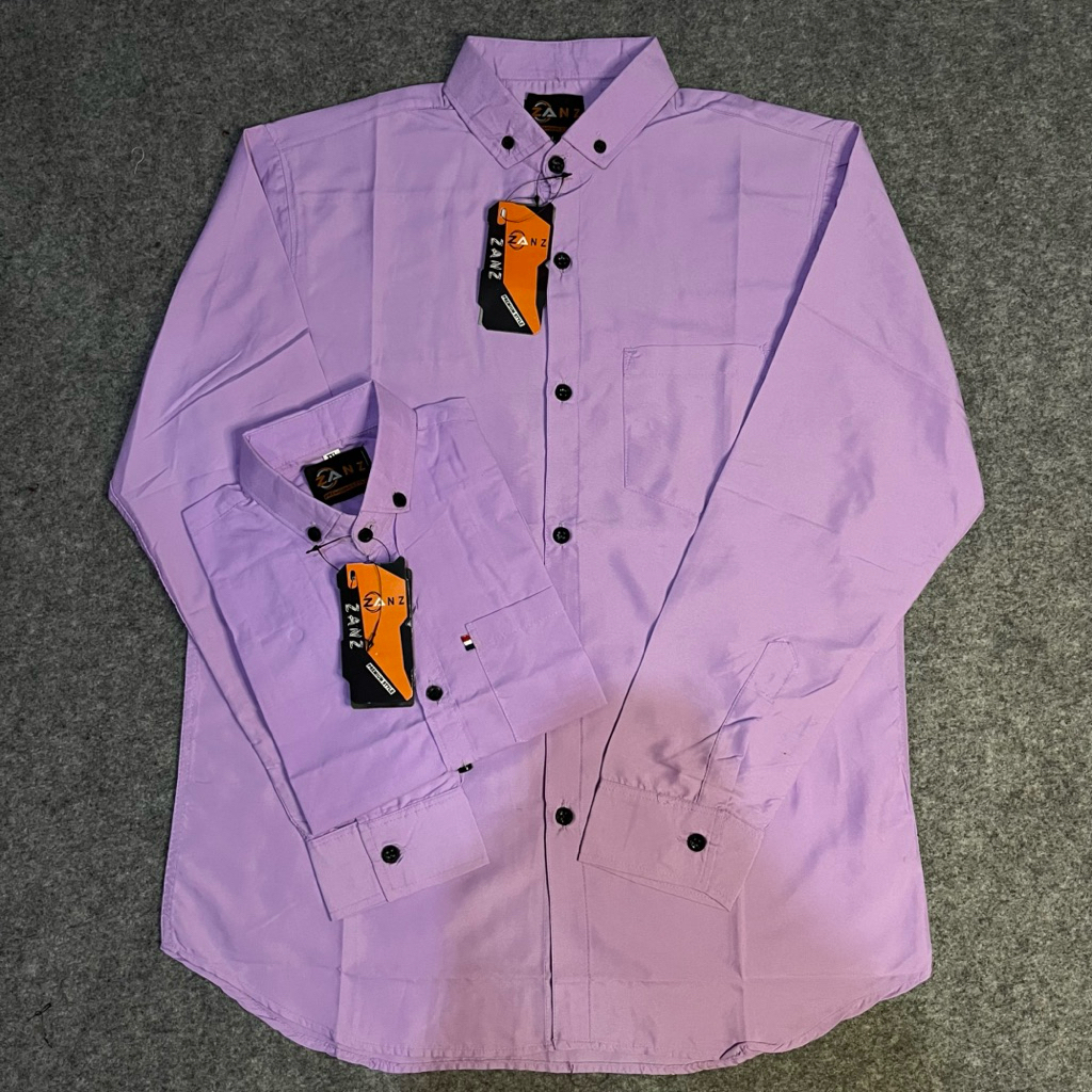 ZANZ KEMEJA PRIA WARNA UNGU LILAC LENGAN PANJANG. HEM POLOS PRIA WARNA UNGU LILAC LENGAN PENDEK. KEM