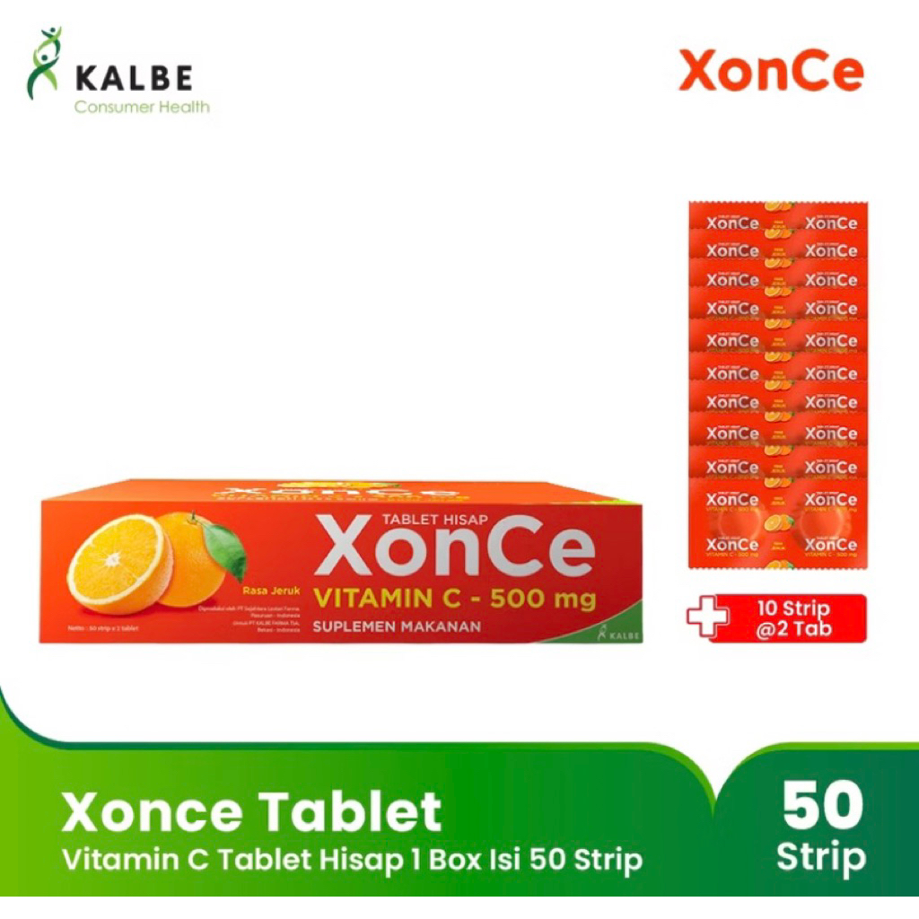 Xonce Tablet Hisap Vitamin C 500mg - 1 Box Isi 50 Strip