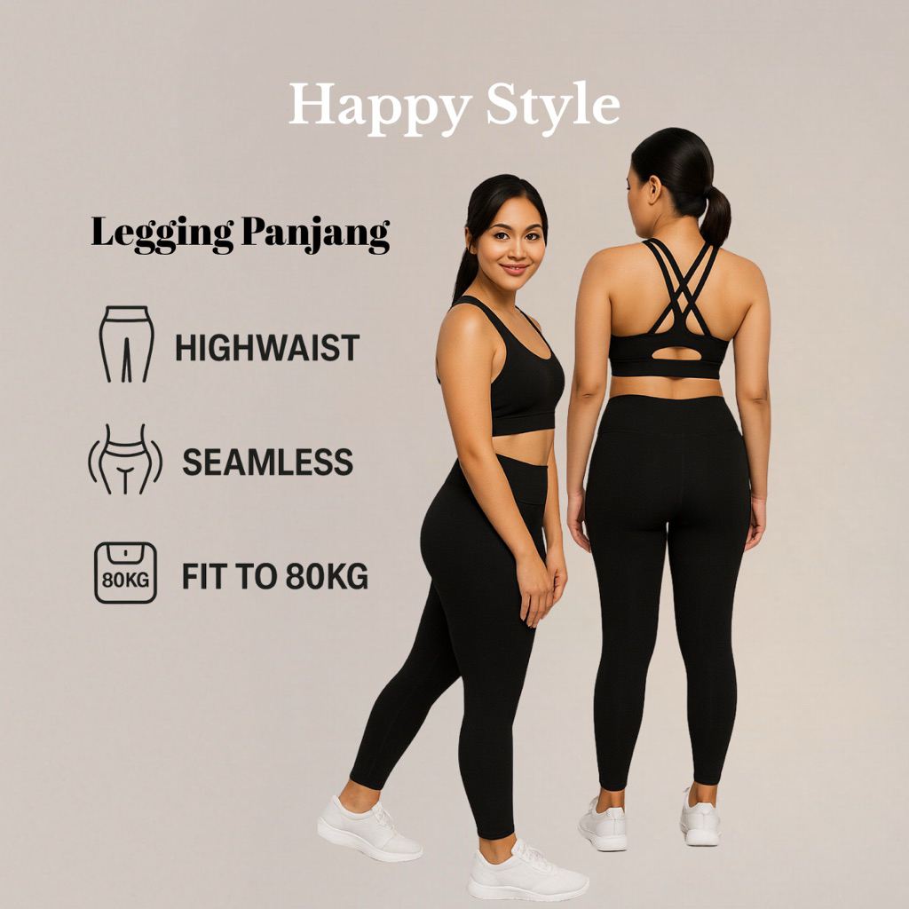 Legging Highwaist Polos / Legging Panjang Tebal / Celana Spandex Melar Fit to 80KG