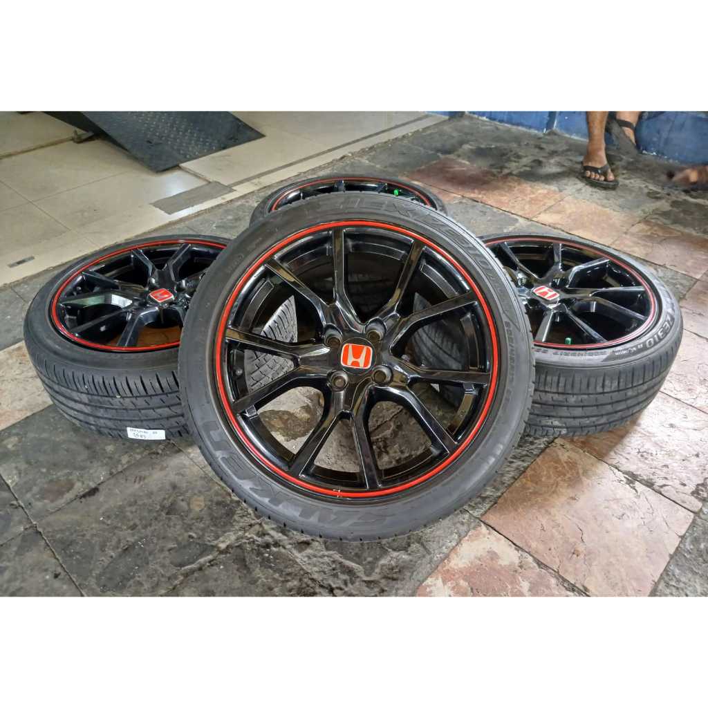 VELG MOBIL RACING HSR MISATO RING 17 LEBAR 7,5 LUBANG BAUT PCD 4X100 ET42 + BAN FALKEN 205 45 R17 PE