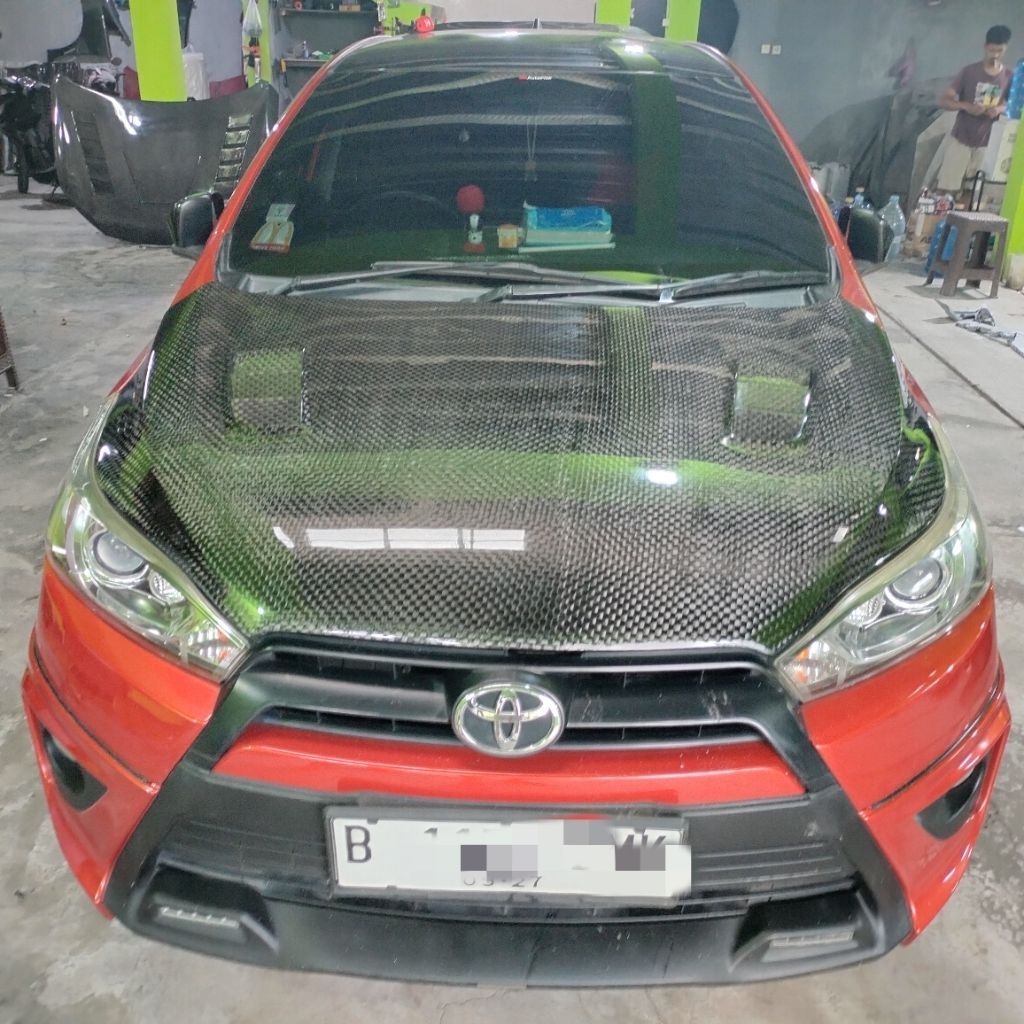 kap mesin toyota yaris lele carbon kevlar