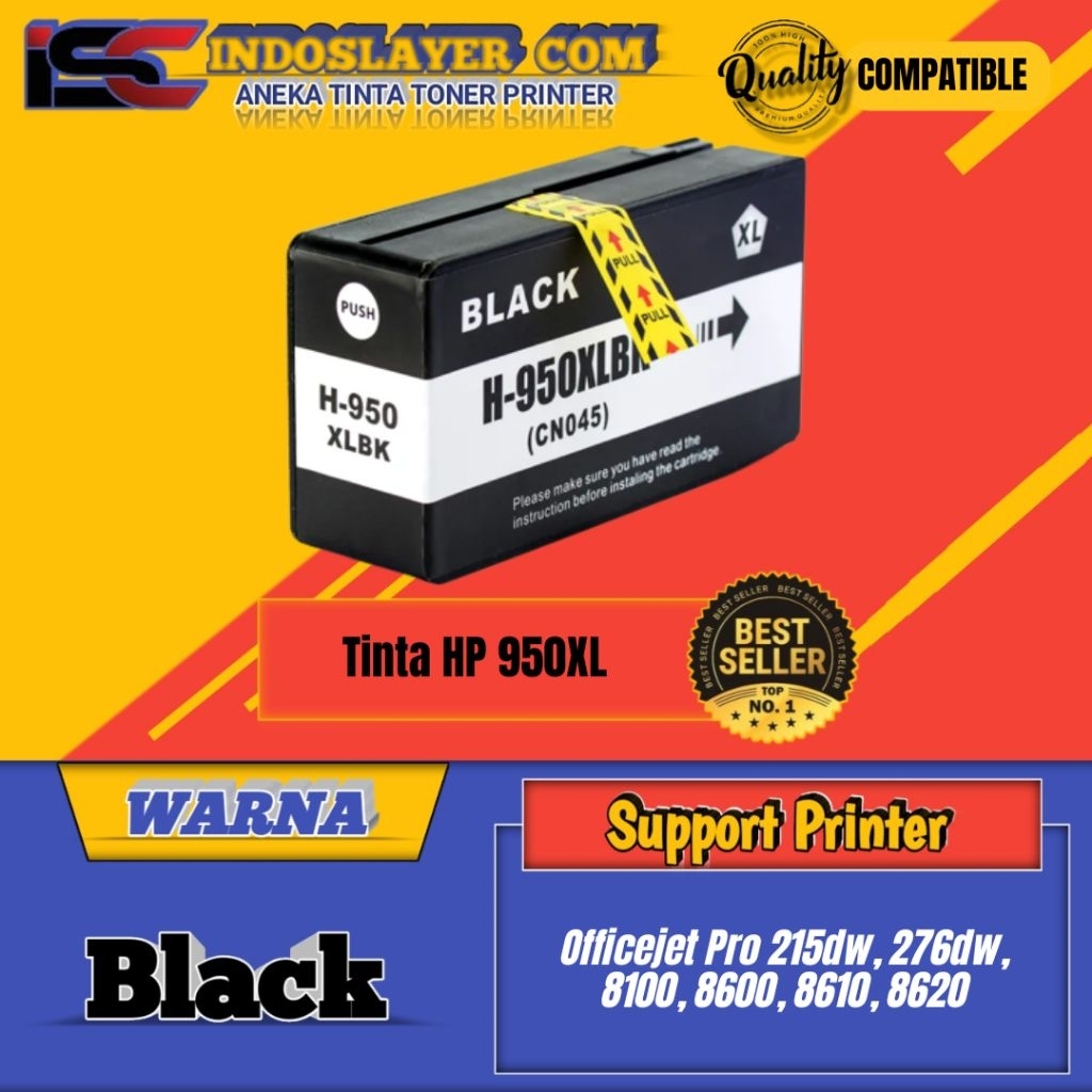 Tinta Cartridge Compatible HP 950XL 950 XL Black Printer Officejet Pro 215dw, 276dw, 8100, 8600