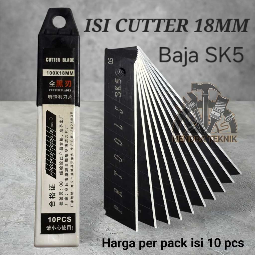 

ISI 10 PCS REFILL PISAU KATER BAJA HITAM ISI CUTTER BESAR 18mm SK5 LEBAR BAGUS MURAH TIPE L150