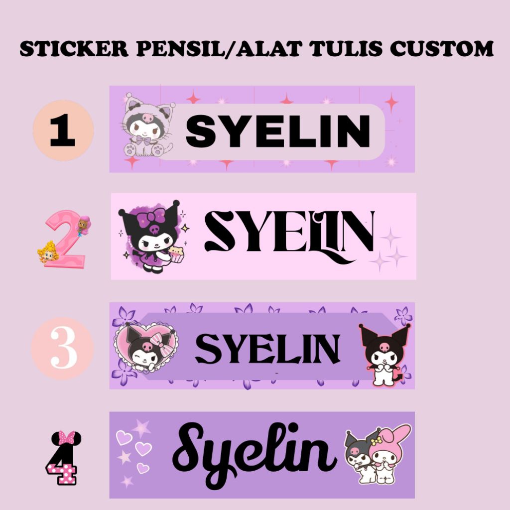

(ISI 50 PCS) STICKER PENSIL CUSTOM MOTIF KUROMI MELODY