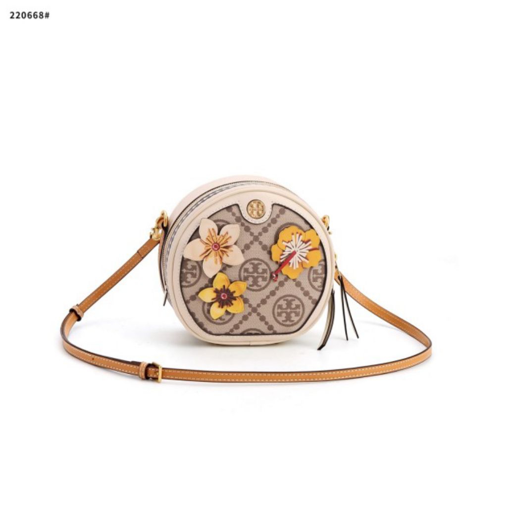 Tas Selempang wanita style Korea Monogram Flower Jacquard Shoulder Bag's Gold Hardware2111#