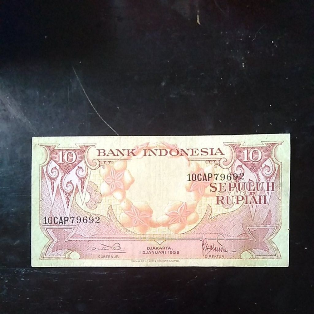 UANGKUNO 10 RUPIAH BUNGA THN 1959