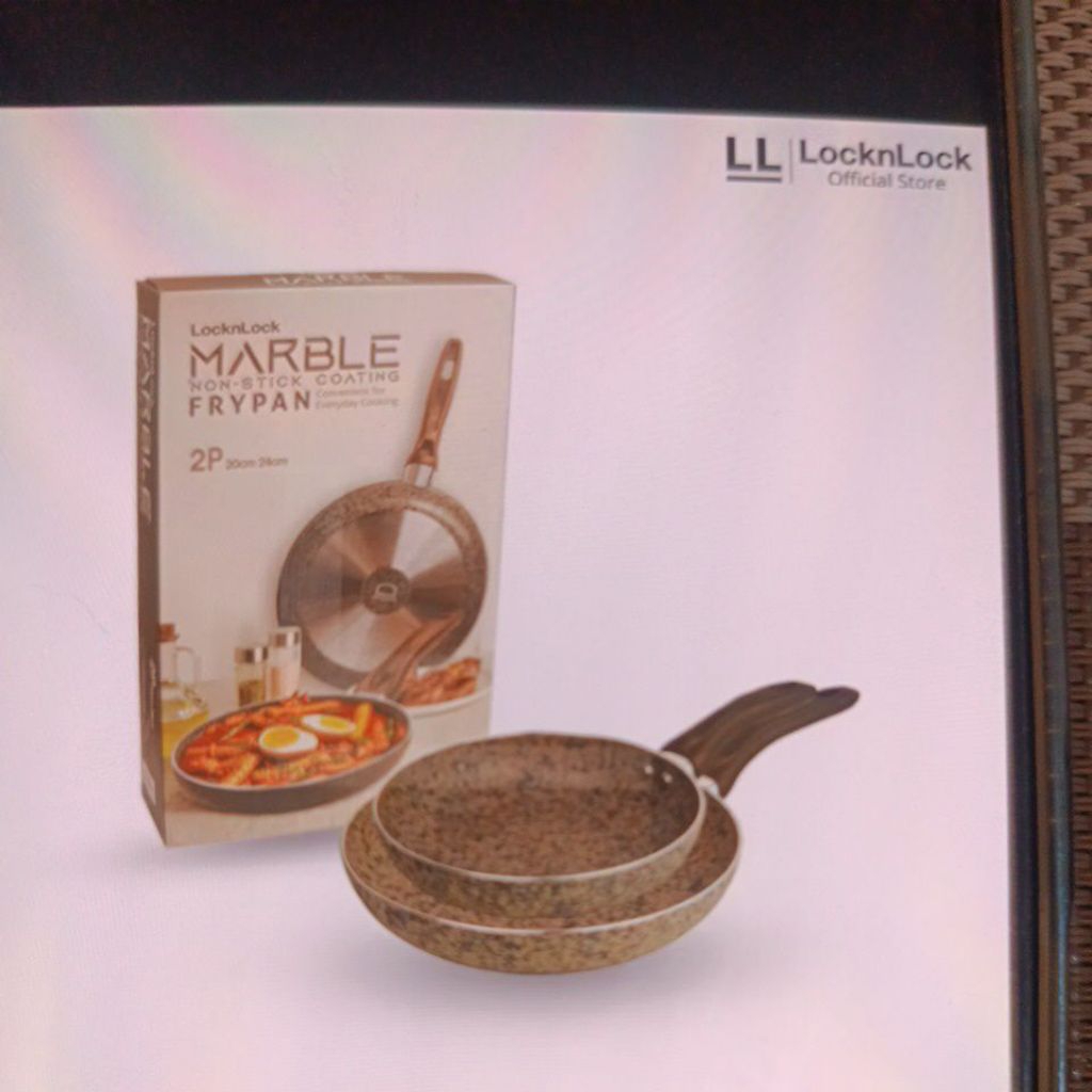lock n lock marble non stick coating wajan frypan set 2 pcs