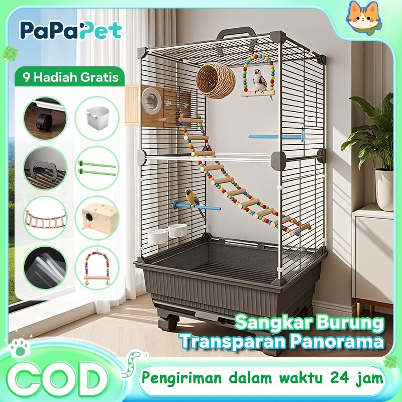 GREENPETS SANGKAR BURUNG KECIL KANDANG KECIL TIANG BESI RUJI HITAM CONTOH BURUNG PLECI PRENJAK