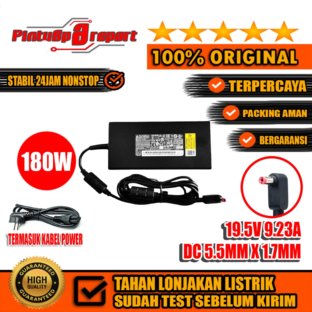 (GENUINE DELTA 19.5V 9.23A 180W DC5.5*1.7 ADP-180TB-F) ORIGINAL CHARGER ACER NITRO 5 7 V15 V17 AN517