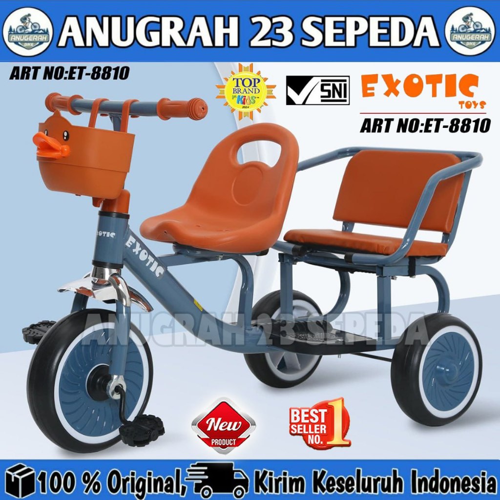 Sepeda Roda Tiga Anak TricycleTRICYCLE ET-8810 (BONCENG)