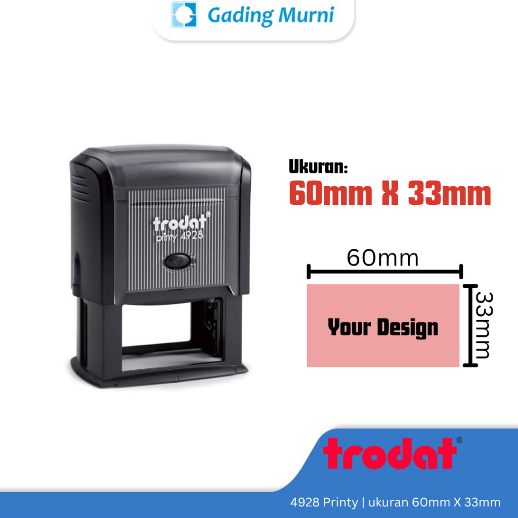 

Stempel Trodat Printy Custom Otomatis 4928 ukuran 60 X 33 mm