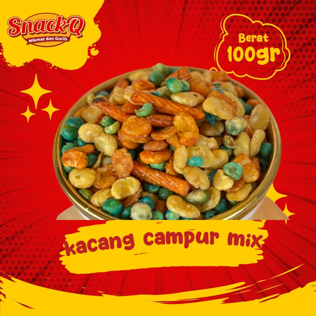 

Snackq.id - Kacang Campur mix 100gr / polong Ijo / Polong Tepung / Renyah Gurih Pedas