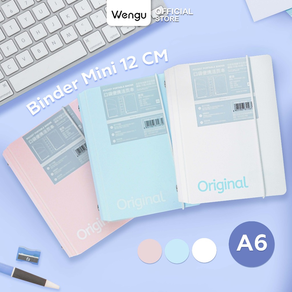 

[BARU] Wengu Buku Mini Binder Notebook A6 Portable Pastel Ring Besi + Free Index (40 Lembar) - FPSZ