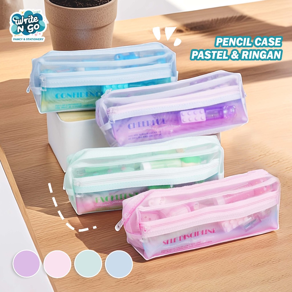

[BARU] Kotak Pensil Transparan Korea Pastel Biru Pink Ungu Aesthetic Kapasitas Besar - MW76222