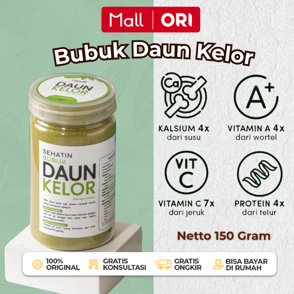 

Bubuk Daun Kelor Moringa 150gr Premium Pure Organic