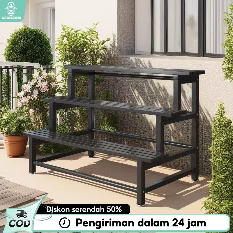 Baja Karbon Rak Tanaman 2/3 Susun Rak Bunga Serbaguna Rak Pot Bunga Rak Standing Pot Susun