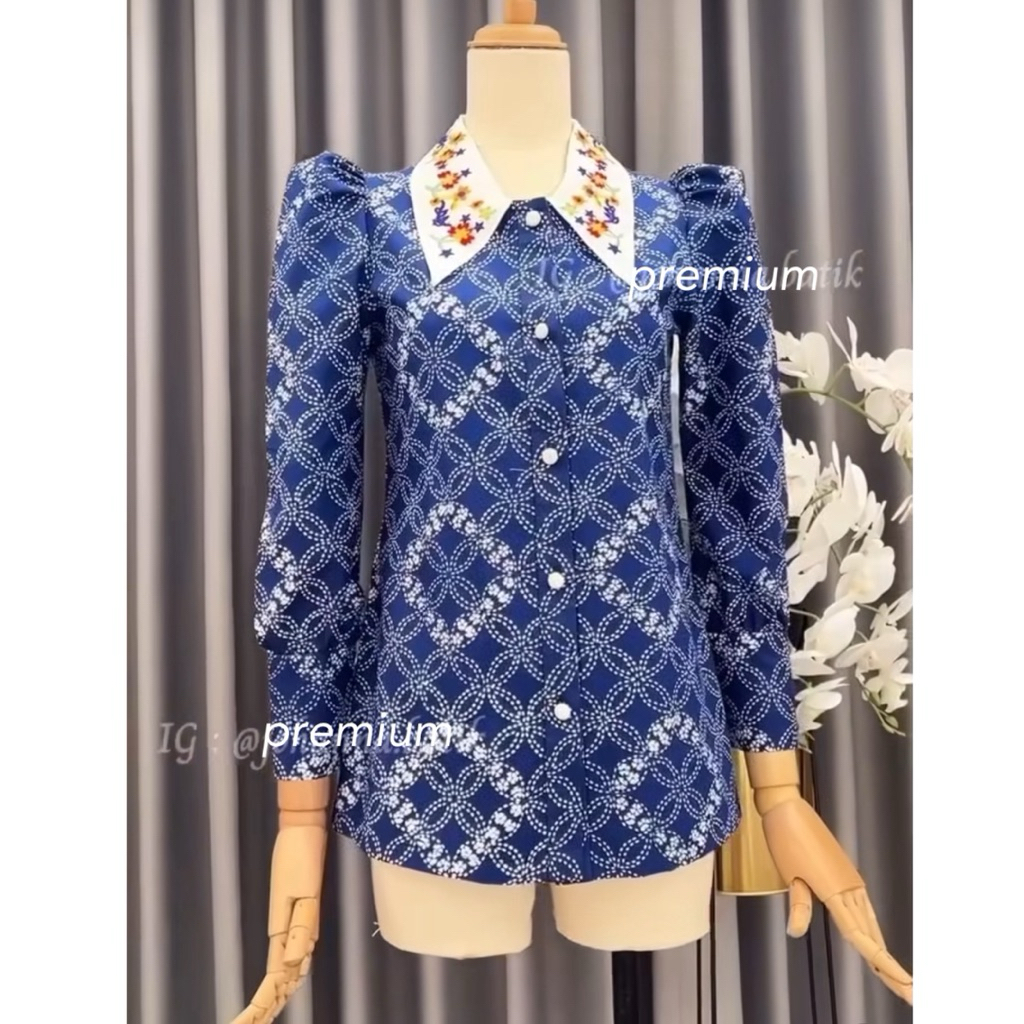 Blus Atasan Batik Katun Premium | Blus Tunik Batik Wanita Kerja Fashion
