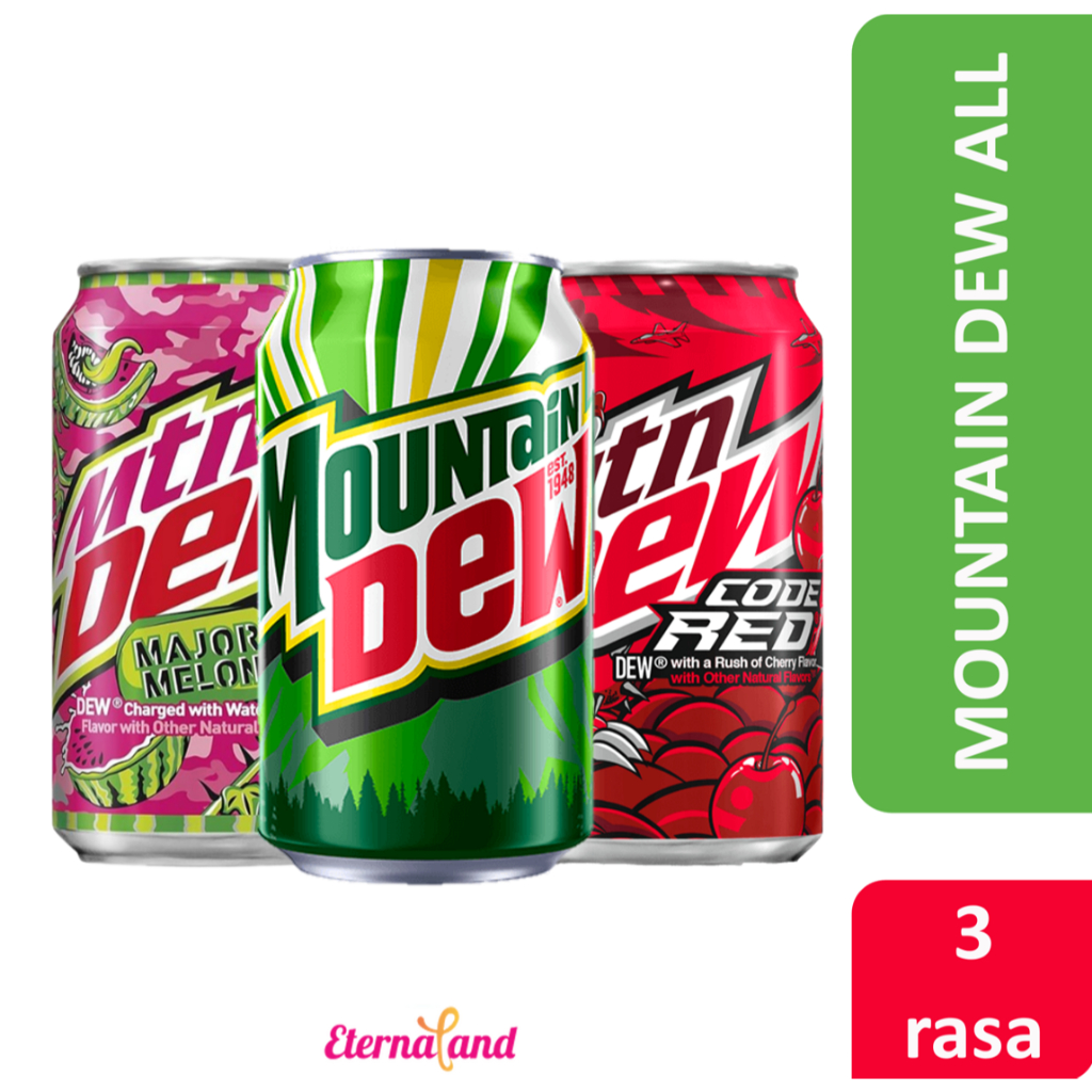 

Mountain Dew soft drink can - minuman soda impor mtn dew