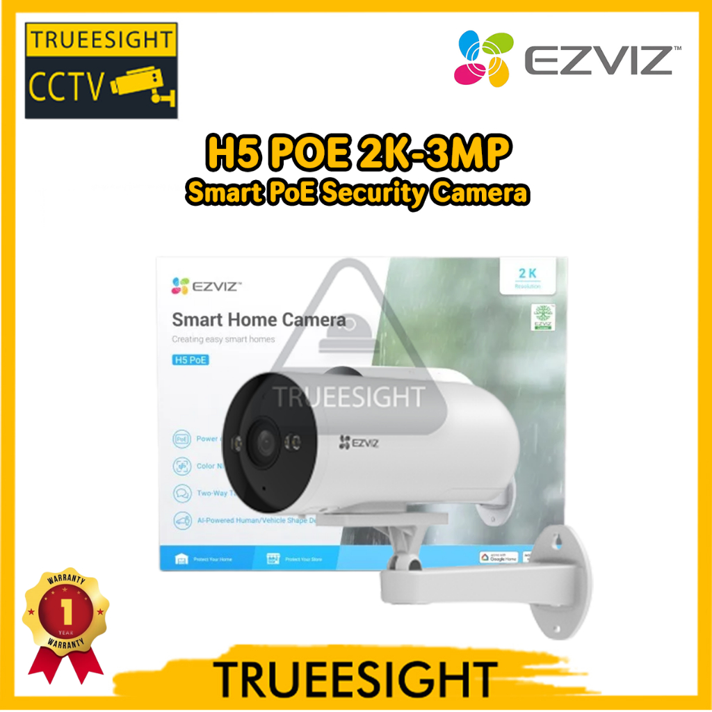 EZVIZ H5 POE 3MP Outdoor Smart PoE Security Camera