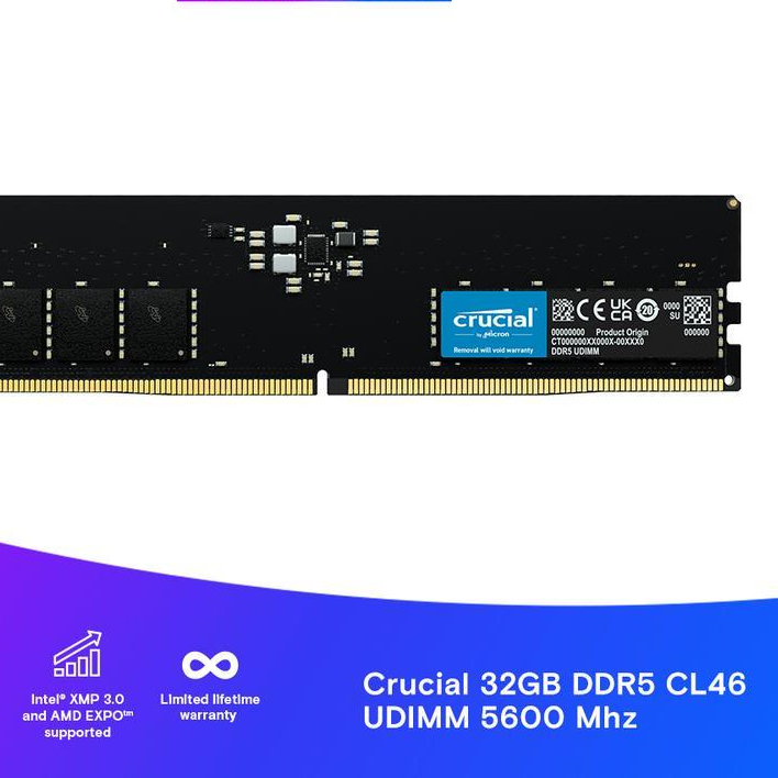 Ram Crucial 32GB 64GB 128GB DDR5 5600Mhz - Udimm Crucial DDR5 128GB 64GB 32GB 5600Mhz