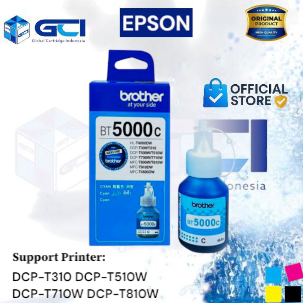 Tinta Printer Brother BT 5000 Cyan Support Printer DCP-T310 DCP-T510W DCP-T710W DCP-T810W